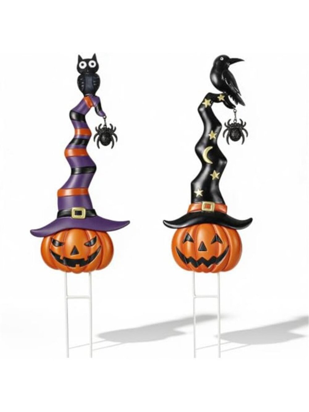 2 Pack Cute Pumpkin Yard Stakes Metal Halloween Yard Stakes, 29"